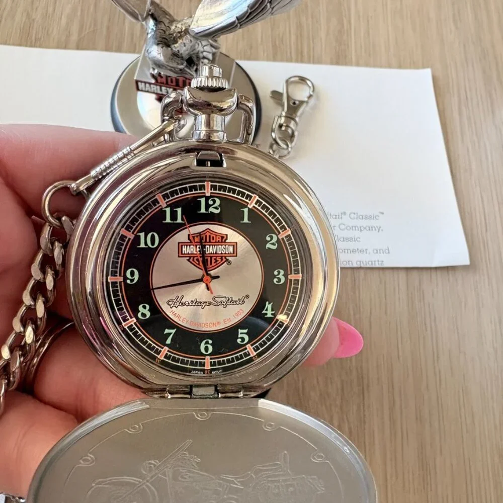 Harley Davidson Pocket Watch Set New in Box